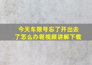 今天车限号忘了开出去了怎么办呢视频讲解下载