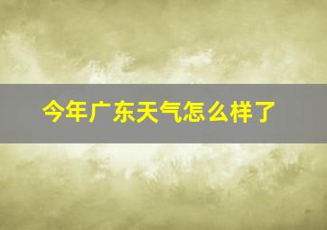 今年广东天气怎么样了