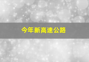 今年新高速公路