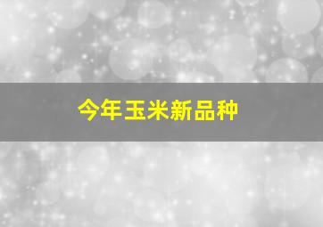 今年玉米新品种