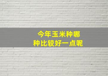 今年玉米种哪种比较好一点呢