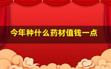 今年种什么药材值钱一点