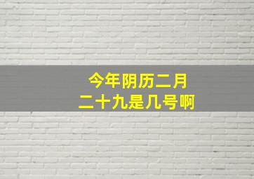 今年阴历二月二十九是几号啊