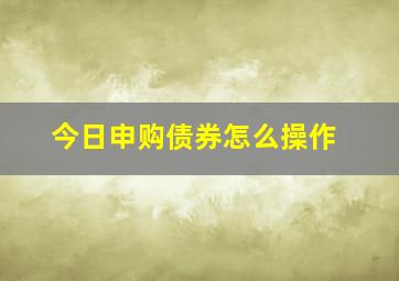 今日申购债券怎么操作