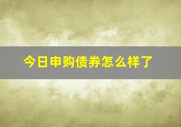 今日申购债券怎么样了