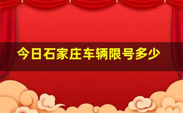 今日石家庄车辆限号多少