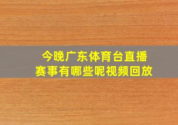 今晚广东体育台直播赛事有哪些呢视频回放