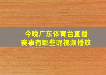 今晚广东体育台直播赛事有哪些呢视频播放