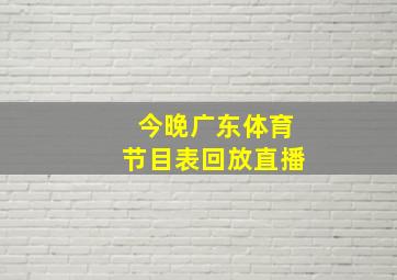 今晚广东体育节目表回放直播