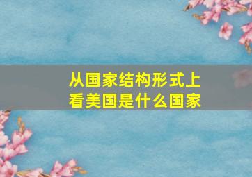 从国家结构形式上看美国是什么国家