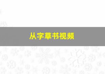 从字草书视频