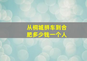 从桐城拼车到合肥多少钱一个人