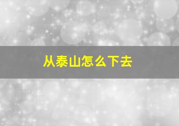 从泰山怎么下去