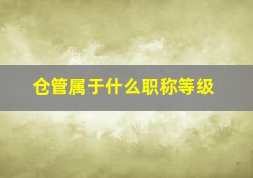 仓管属于什么职称等级