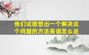 他们试图想出一个解决这个问题的方法英语怎么说