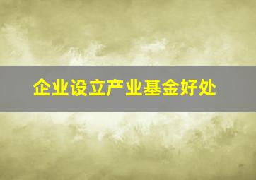 企业设立产业基金好处