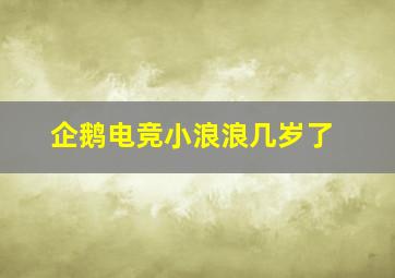 企鹅电竞小浪浪几岁了