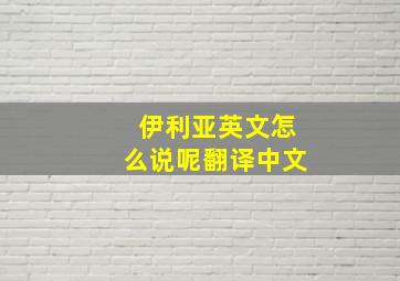 伊利亚英文怎么说呢翻译中文