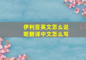 伊利亚英文怎么说呢翻译中文怎么写