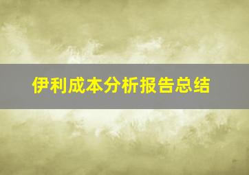 伊利成本分析报告总结