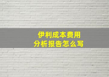 伊利成本费用分析报告怎么写