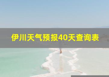 伊川天气预报40天查询表