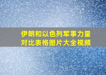 伊朗和以色列军事力量对比表格图片大全视频