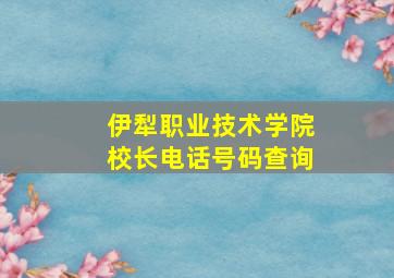 伊犁职业技术学院校长电话号码查询