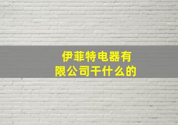 伊菲特电器有限公司干什么的