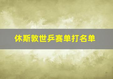 休斯敦世乒赛单打名单