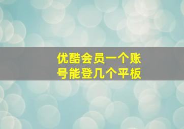 优酷会员一个账号能登几个平板