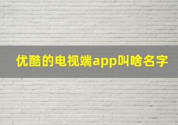 优酷的电视端app叫啥名字