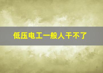 低压电工一般人干不了