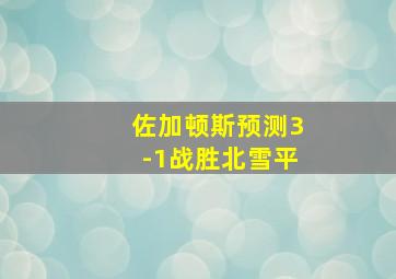 佐加顿斯预测3-1战胜北雪平