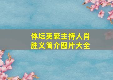 体坛英豪主持人肖胜义简介图片大全