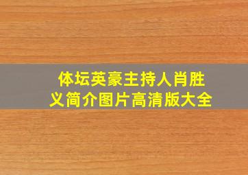 体坛英豪主持人肖胜义简介图片高清版大全