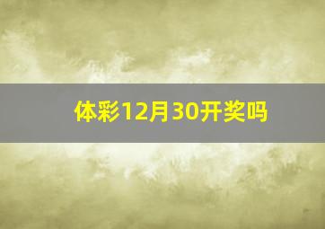 体彩12月30开奖吗