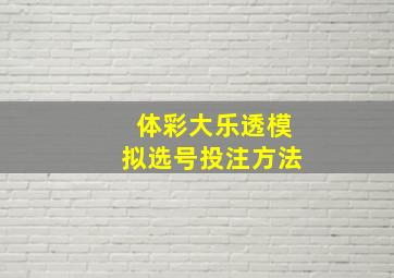 体彩大乐透模拟选号投注方法