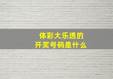 体彩大乐透的开奖号码是什么