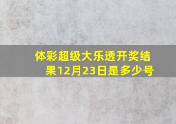 体彩超级大乐透开奖结果12月23日是多少号