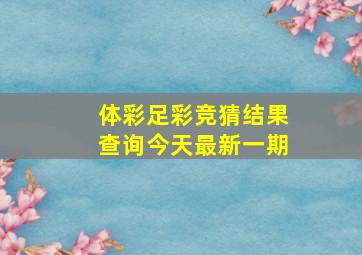 体彩足彩竞猜结果查询今天最新一期