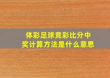 体彩足球竞彩比分中奖计算方法是什么意思