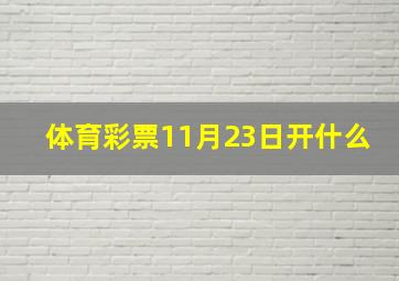 体育彩票11月23日开什么