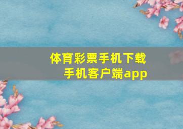 体育彩票手机下载手机客户端app