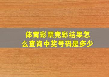 体育彩票竞彩结果怎么查询中奖号码是多少