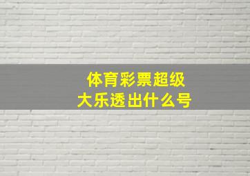 体育彩票超级大乐透出什么号