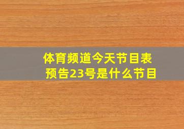 体育频道今天节目表预告23号是什么节目