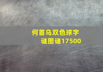 何首乌双色球字谜图谜17500