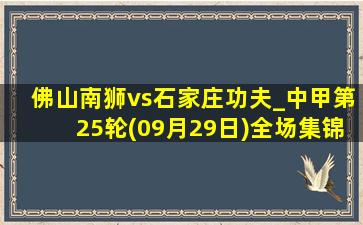 佛山南狮vs石家庄功夫_中甲第25轮(09月29日)全场集锦