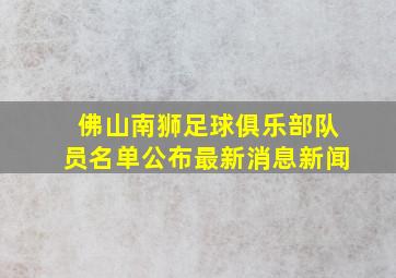 佛山南狮足球俱乐部队员名单公布最新消息新闻